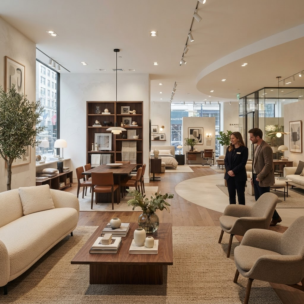 Showroom de Muebles Vega con muebles contemporáneos